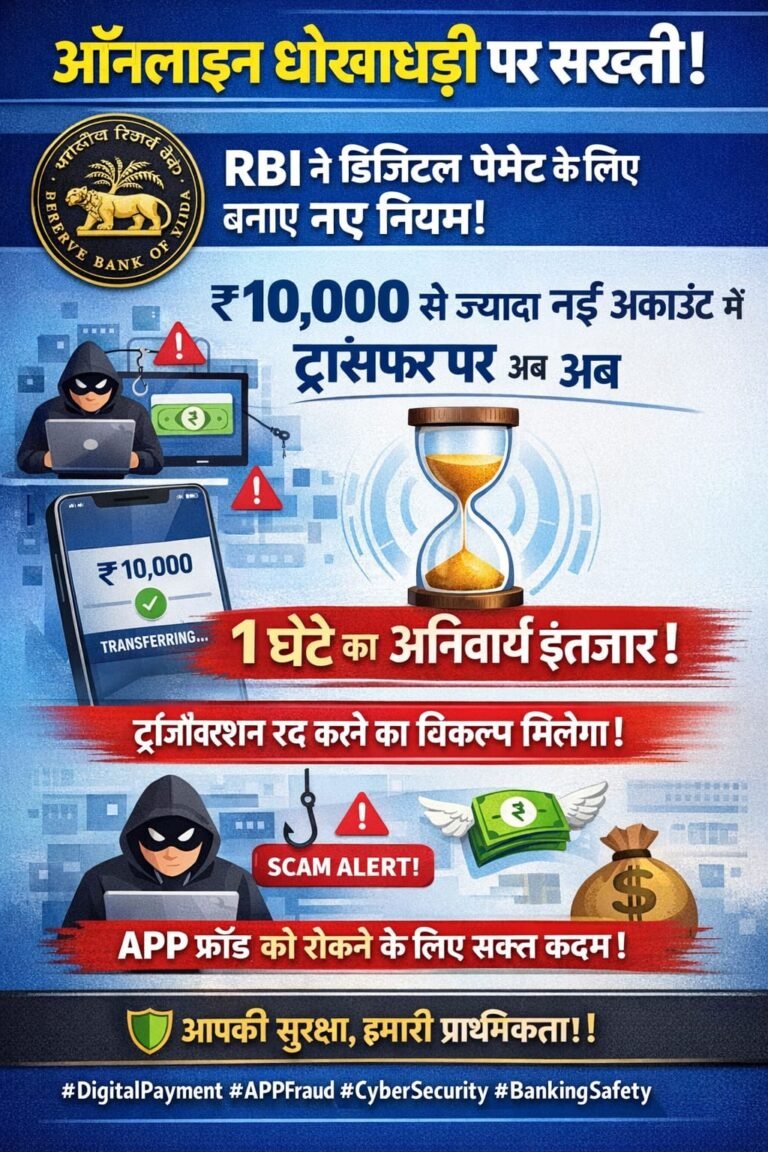 ₹10,000 से ज्यादा ट्रांसफर पर 1 घंटे का कूलिंग पीरियड! RBI का बड़ा प्रस्ताव